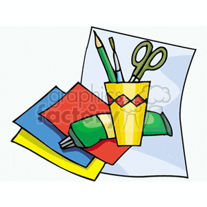 300x300 Royalty Free Cartoon Set Of School Supplies 138744 Vector Clip Art