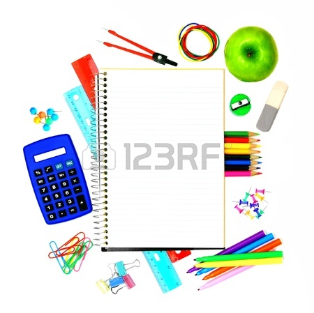 450x449 Corner Border Of Awide Range Of School Supplies On A White
