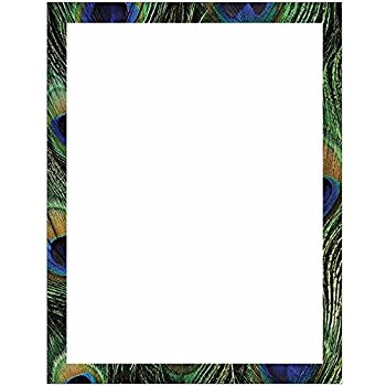 350x350 Full Peacock Print With Border Stationery Letter
