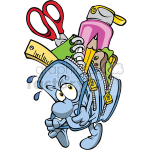 300x300 Royalty Free Cartoon Backpack Full Of School Supplies 387810