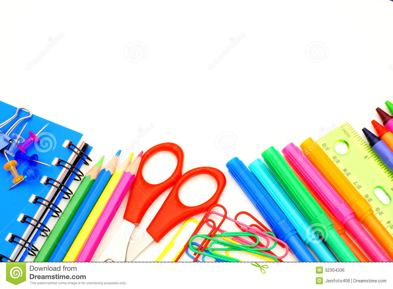 1300x955 School Supplies Clipart Border