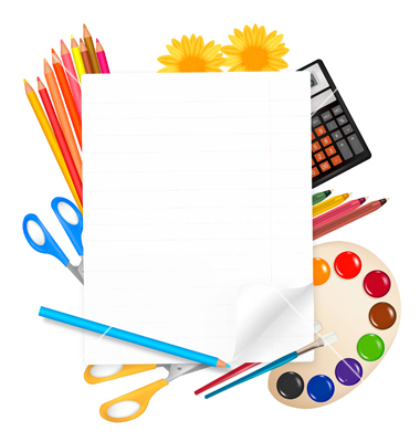380x400 School Supplies Borders Clip Art