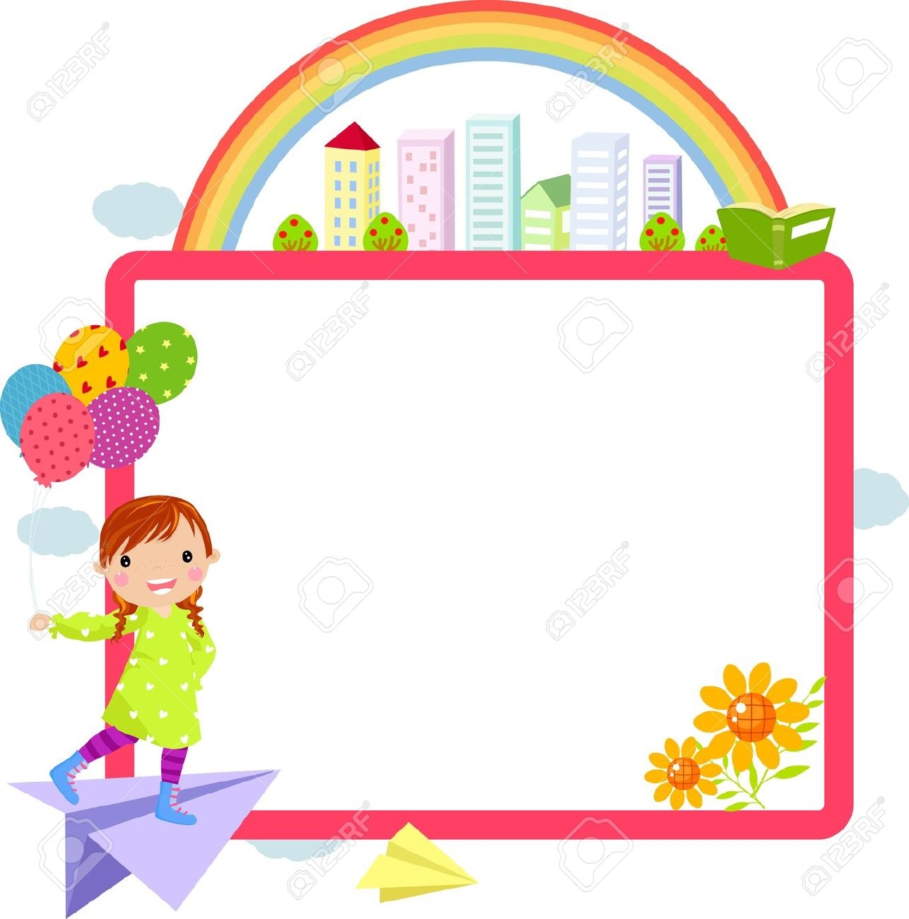 1286x1300 Cute School Clipart Horizontal Border