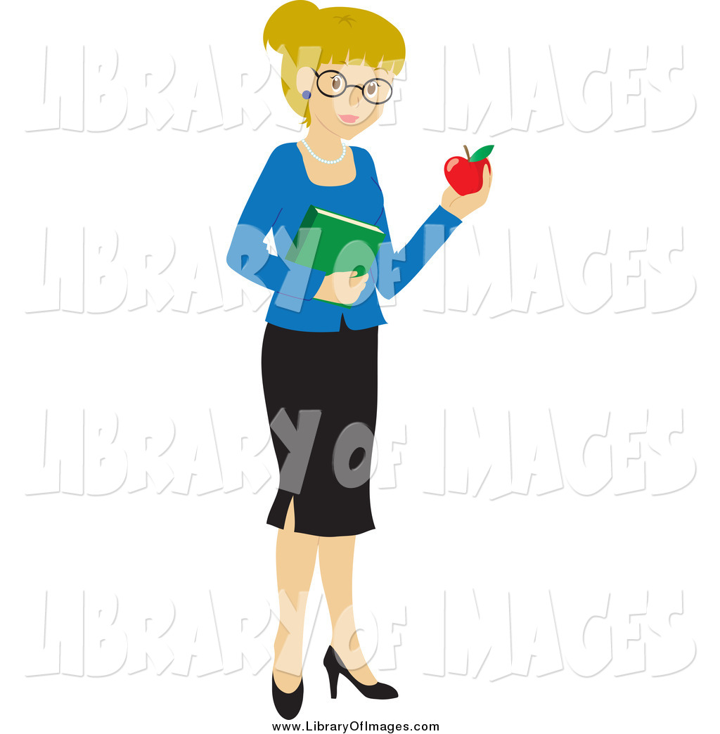 1024x1044 Clip Art Of A Blond White School Teacher Woman Carrying An Apple