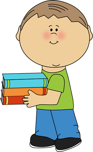 306x500 Little Boy Carrying School Books Clip Art