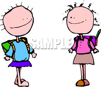 350x301 Royalty Free Clipart Image School Friends Wearing Backpacks