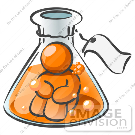 450x450 Clip Art Graphic Of An Orange Guy Character Sitting In Bubbly