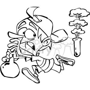 300x300 Royalty Free Child Running From Science Experiment Black White