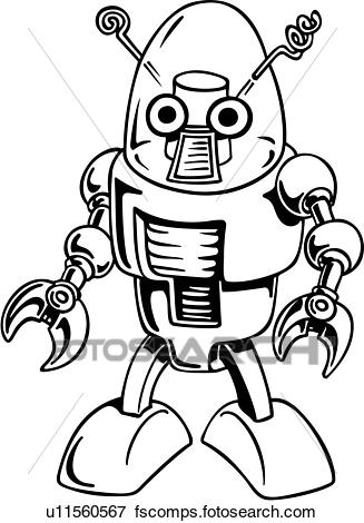 327x470 Clip Art Of , Alien, Cartoon, Robot, Science Fiction, Wacky