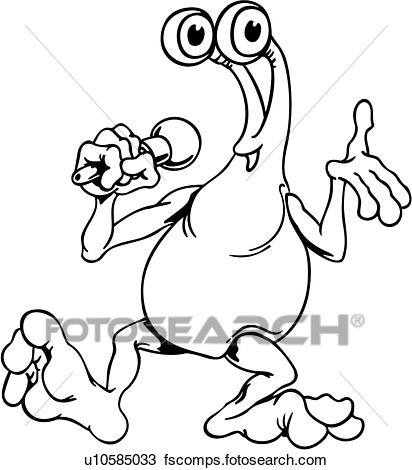 412x470 Clipart Of , Microphone, Alien, Announcer, Cartoon, Emcee, Play