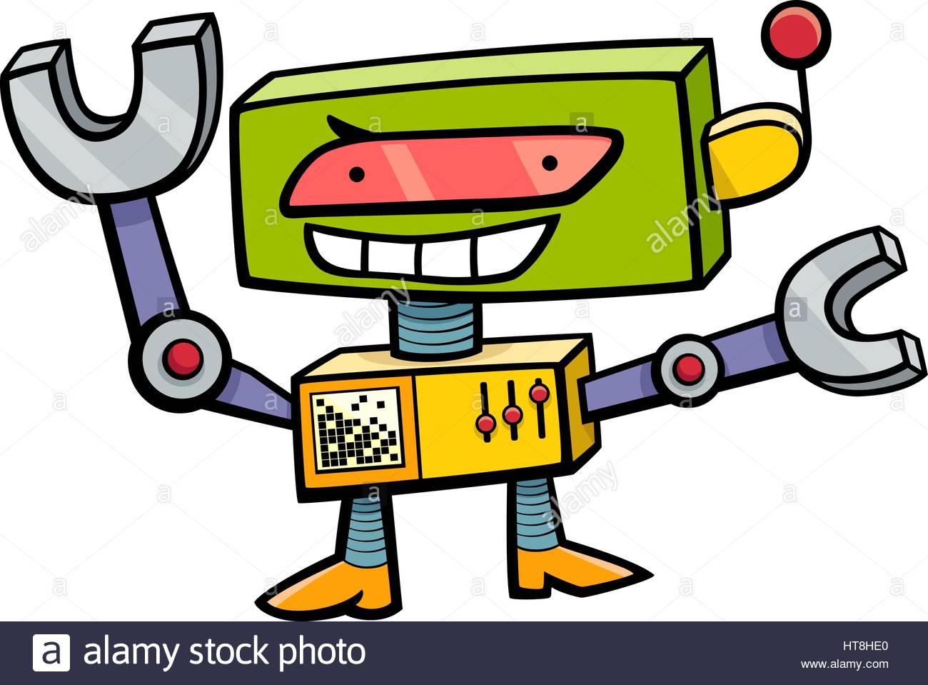 1300x959 Cartoon Illustration Of Funny Robot Science Fiction Character