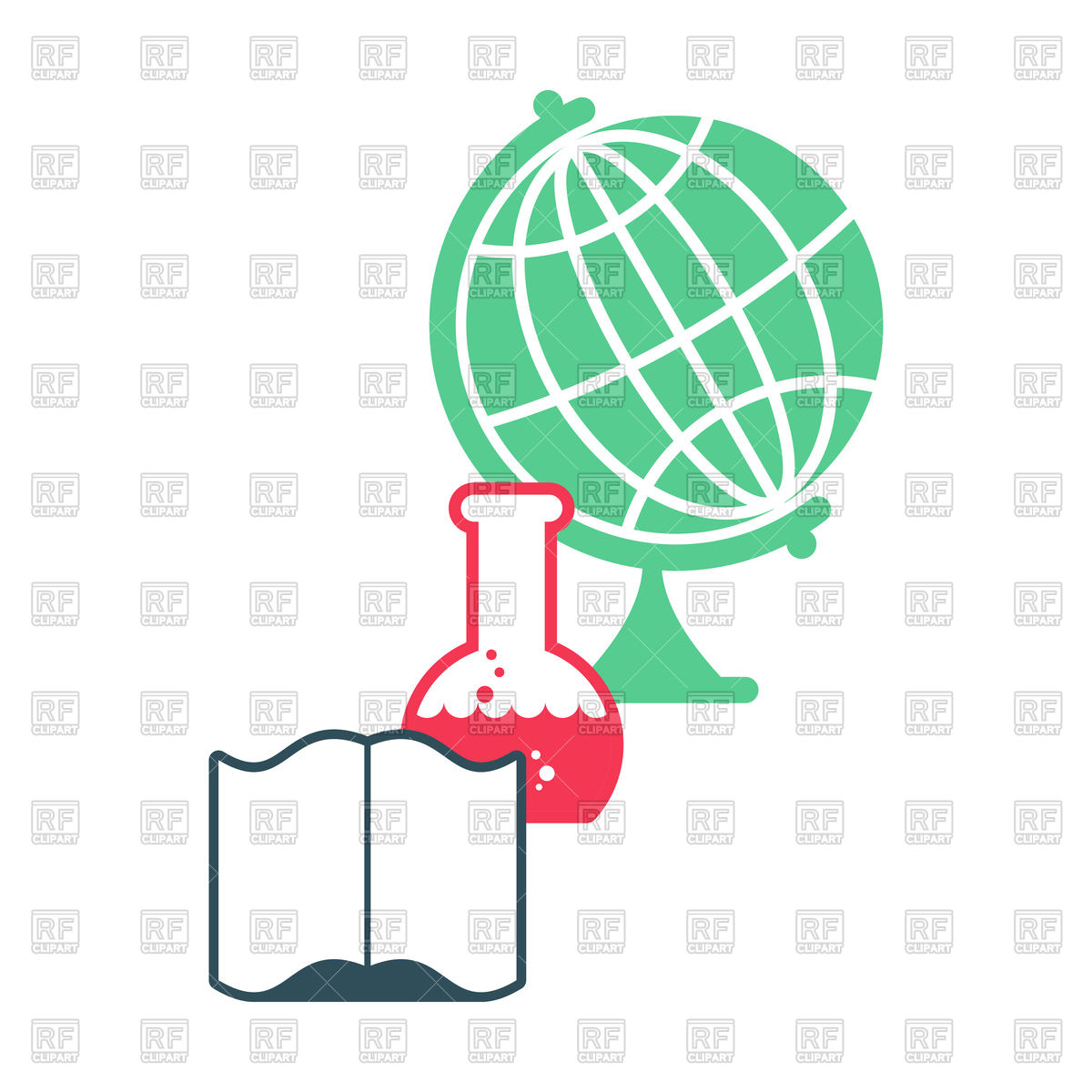 1200x1200 Science. Emblem For Scientific Laboratory With Flask And Globe