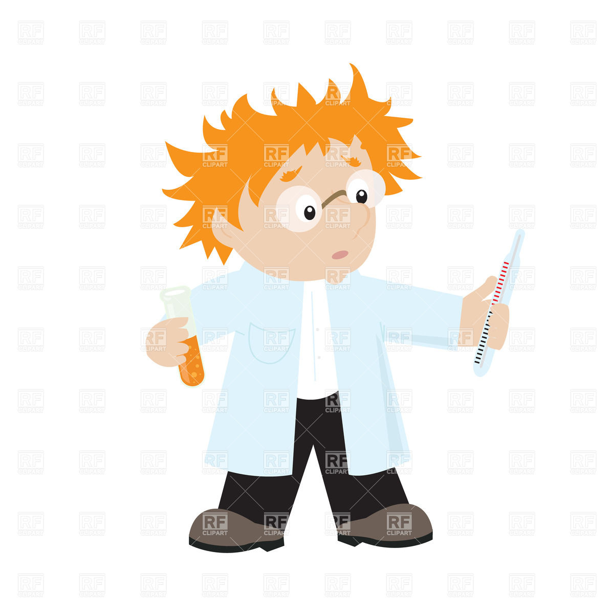 1200x1200 Funny Red Haired Cartoon Scientist Royalty Free Vector Clip Art