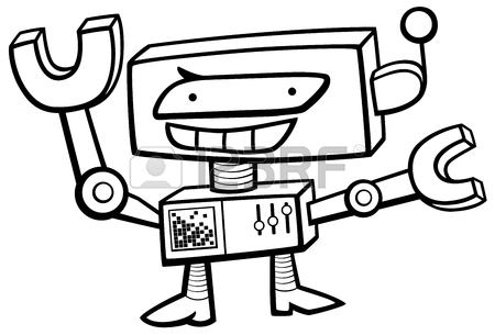 450x305 Cartoon Illustration Of Funny Robot Science Fiction Character