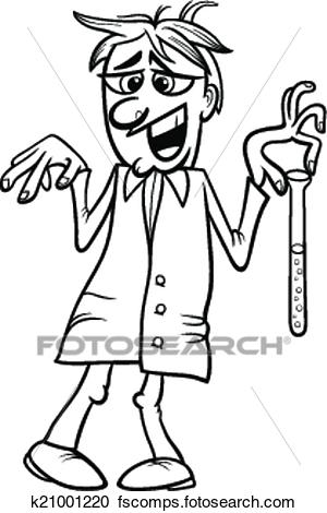 300x470 Clipart Of Crazy Scientist Cartoon Coloring Page K21001220