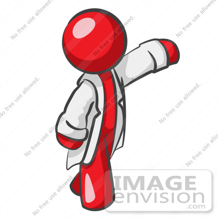 450x450 Clip Art Graphic Of A Red Guy Character Scientist Waving