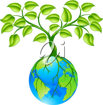 343x350 Clip Art Illustration Of A Tree Growing Our Of The Earth