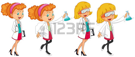 450x189 Four Female Scientists In Uniform Royalty Free Cliparts, Vectors