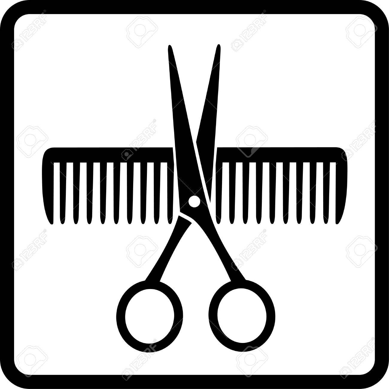 1300x1300 Black Scissors And Comb On White Background In Frame Royalty Free