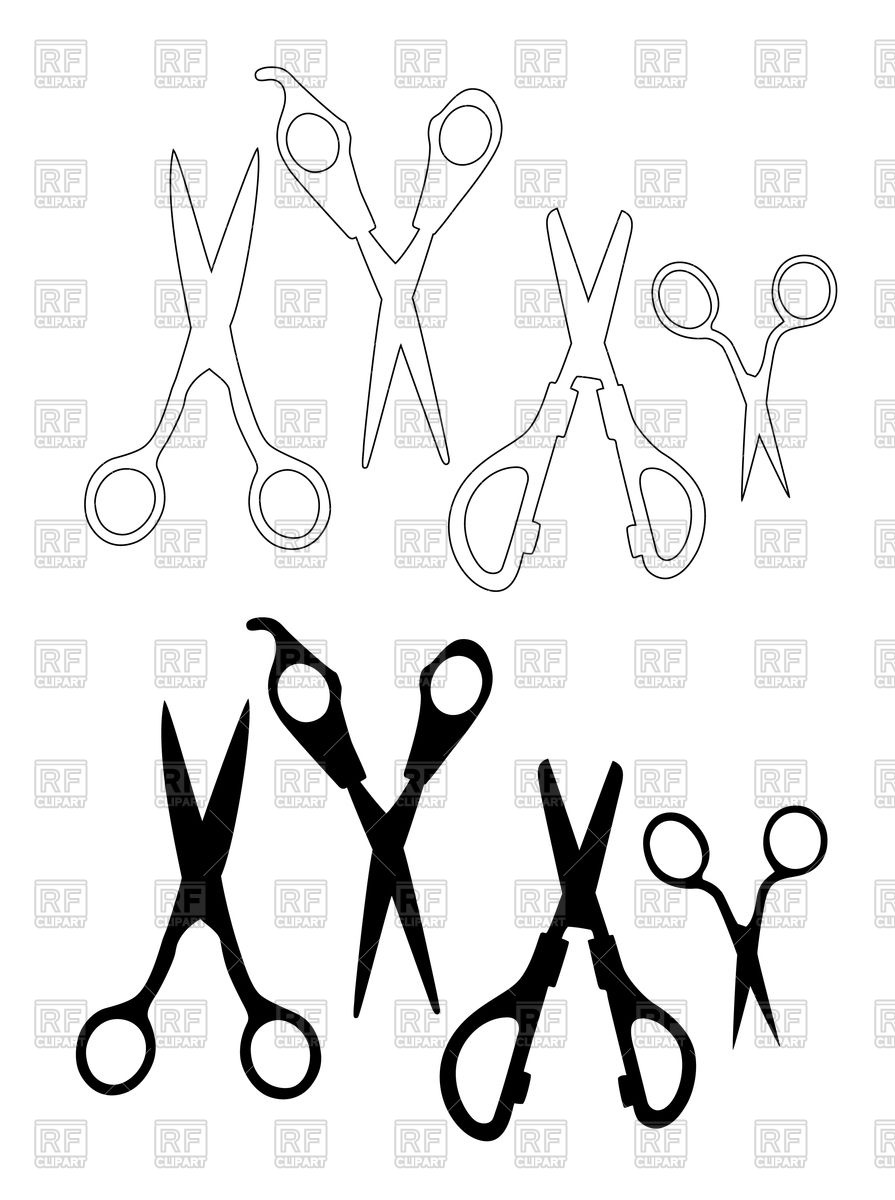 895x1200 Set Of Black And White Scissors Royalty Free Vector Clip Art Image