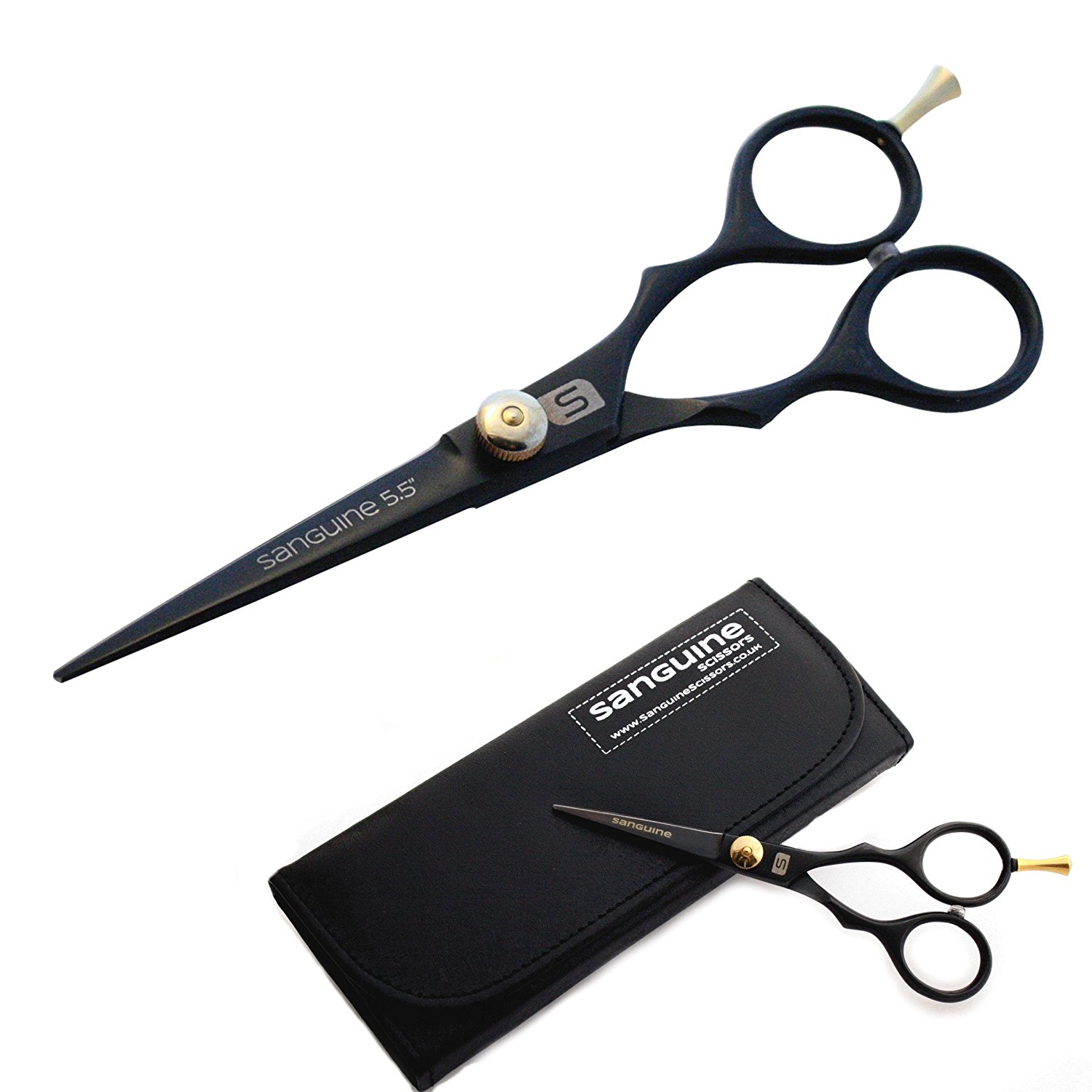 1500x1500 Professional Hairdressing Scissors 5.5 Inch, Deep Black + Case