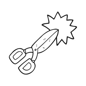 300x300 Freehand Drawn Black And White Cartoon Nail Scissors Royalty Free