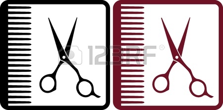 450x222 Black Round Sign With Scissors And Comb Silhouette Royalty Free