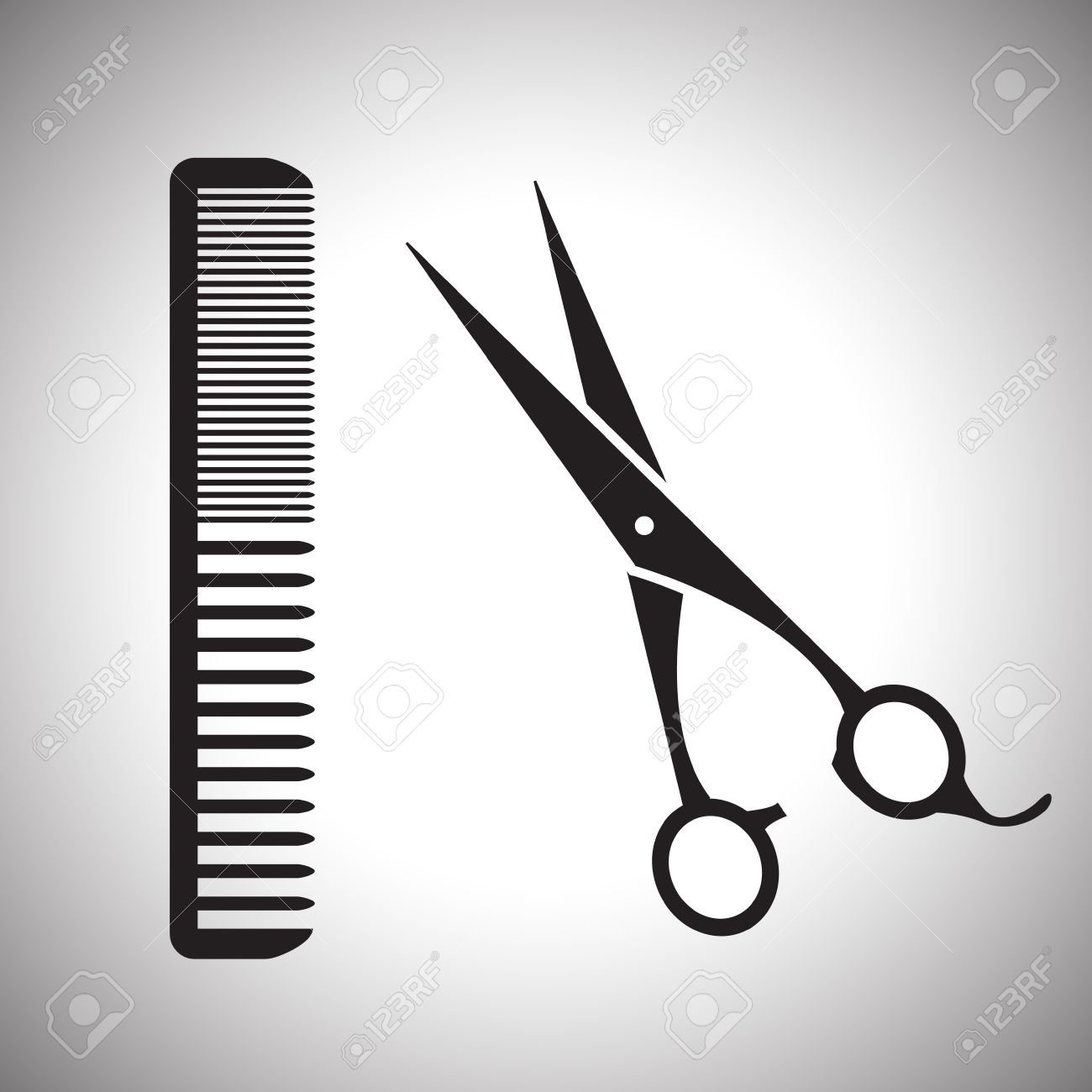 1300x1300 Black Sign Of Man Hair Salon With Scissors And Comb Royalty Free