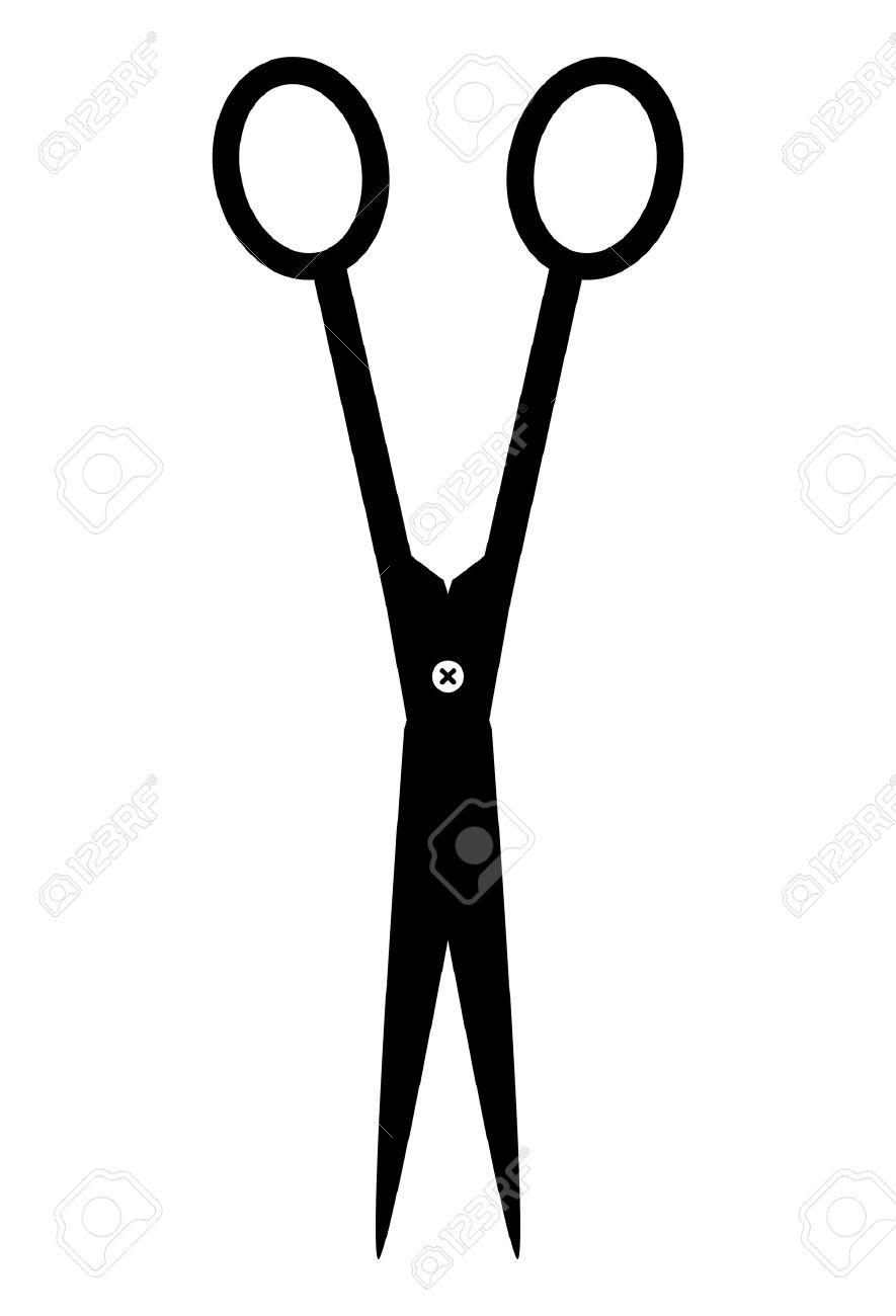 885x1300 Hair Cutting Scissor Outline Clipart