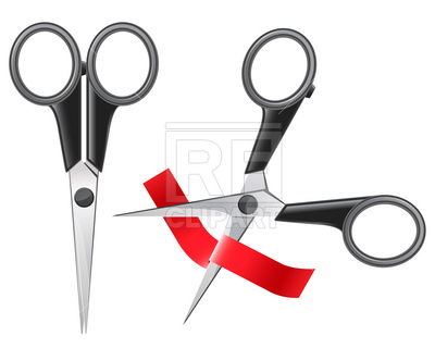 400x320 Scissors Cutting Ribbon Royalty Free Vector Clip Art Image