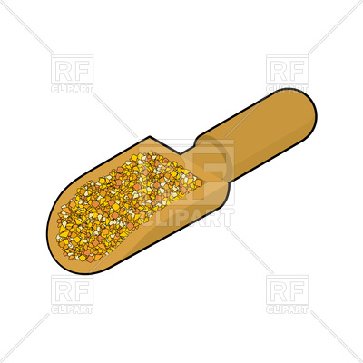 400x400 Corn Grits In Wooden Scoop On White Background Royalty Free Vector