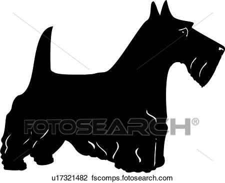 450x365 Clipart Of , Animal, Breeds, Canine, Dog, Scottie, Scottish