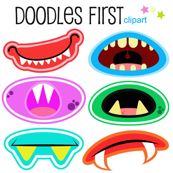 600x600 Monster Mouths Clipart Digital Clip Art For Scrapbooking Card