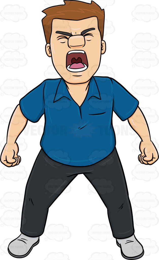 627x1024 A Man Screaming Out Loud Cartoon Clipart