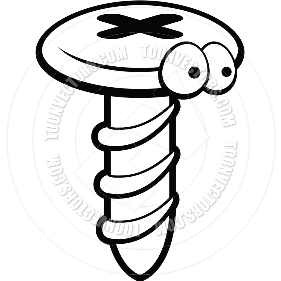 940x940 Cartoon Screw (Black And White Line Art) By Cory Thoman Toon