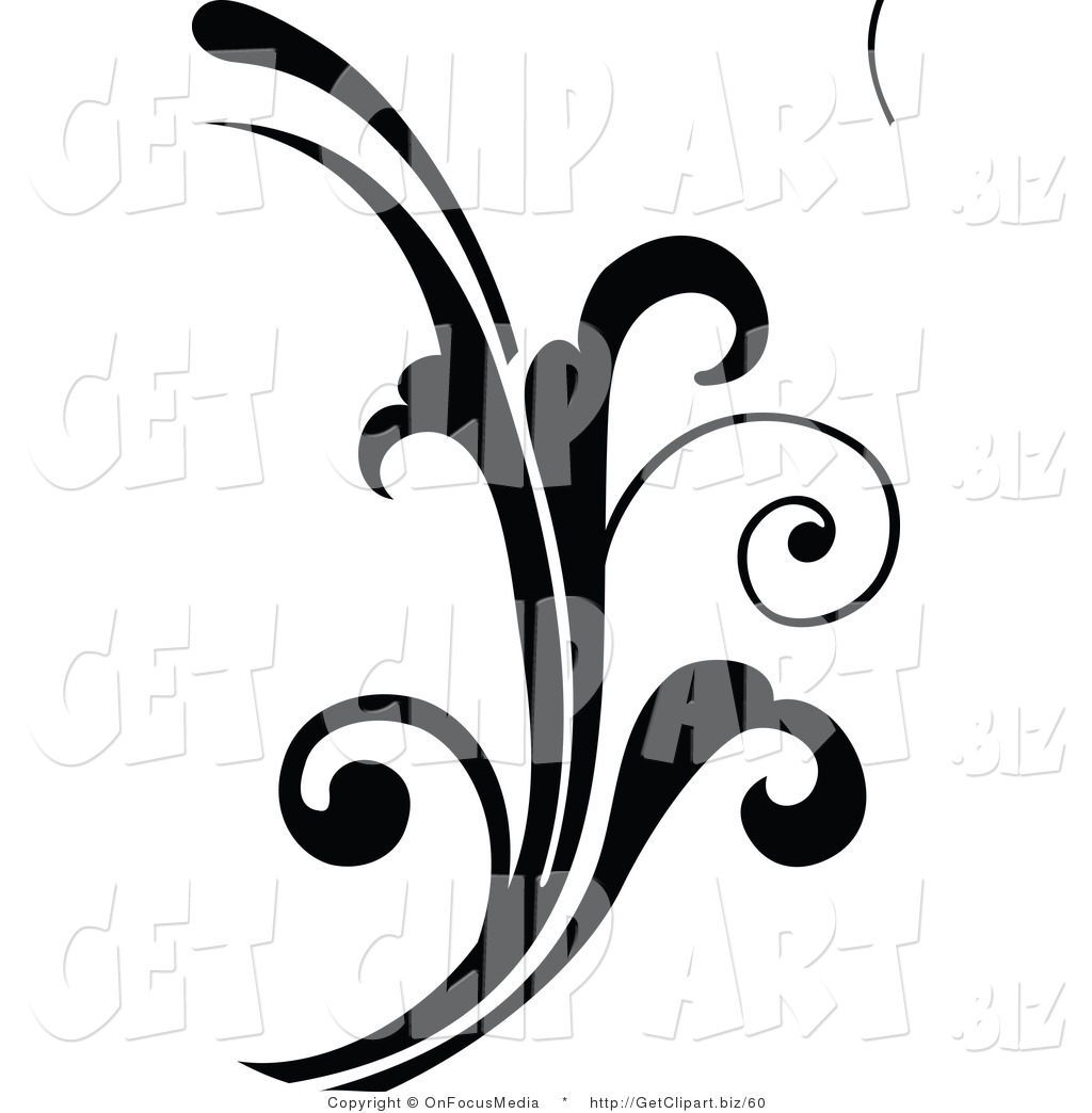 1024x1044 Clip Art Of A Curly Black Silhouetted Elegant Scroll Design