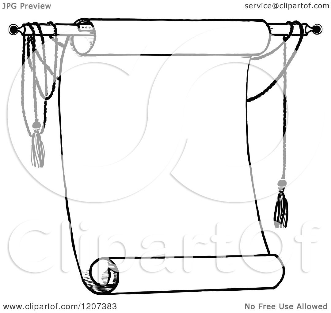 1080x1024 Clipart Of A Vintage Black And White Scroll Notice