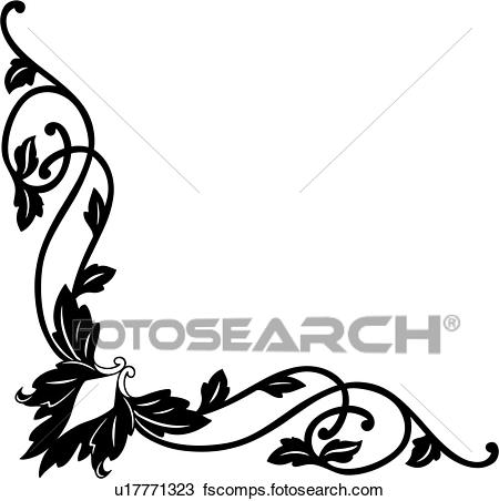 450x452 Clipart Of , Antique, Border, Corner, Corner Border, Flourish