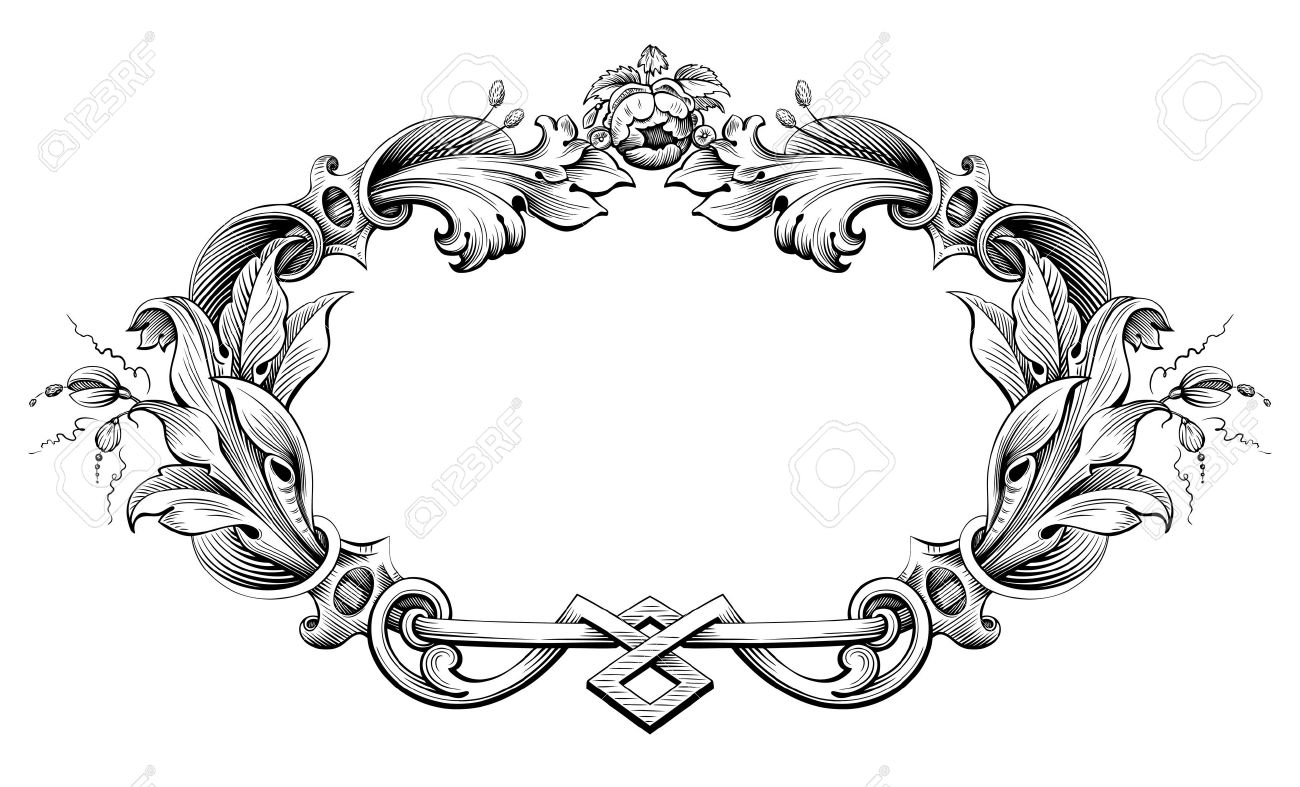1300x787 Vintage Baroque Victorian Frame Border Monogram Floral Ornament