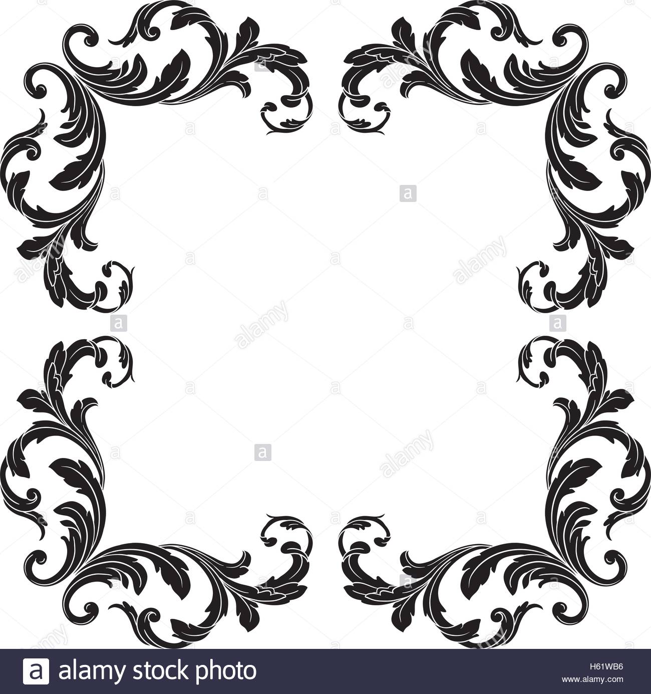 1300x1385 Vintage Baroque Frame Scroll Ornament Engraving Border Floral