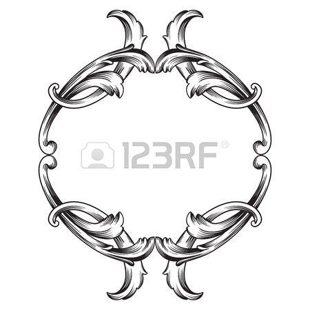 450x450 Vintage Baroque Frame Scroll Ornament Engraving Border Floral