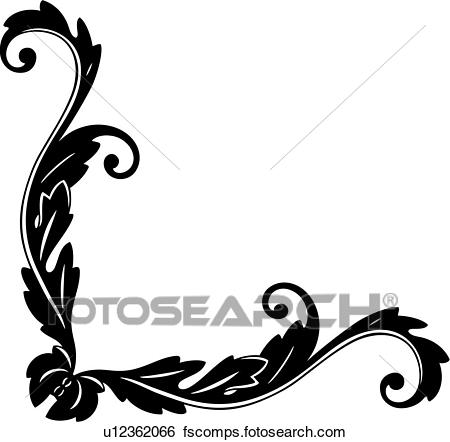 450x442 Clip Art Of , Antique, Border, Corner, Flourish, Flourishes