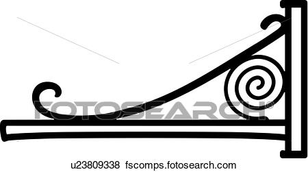 450x251 Clip Art Of , Border, Bracket, Corner, Iron, Scroll, U23809338