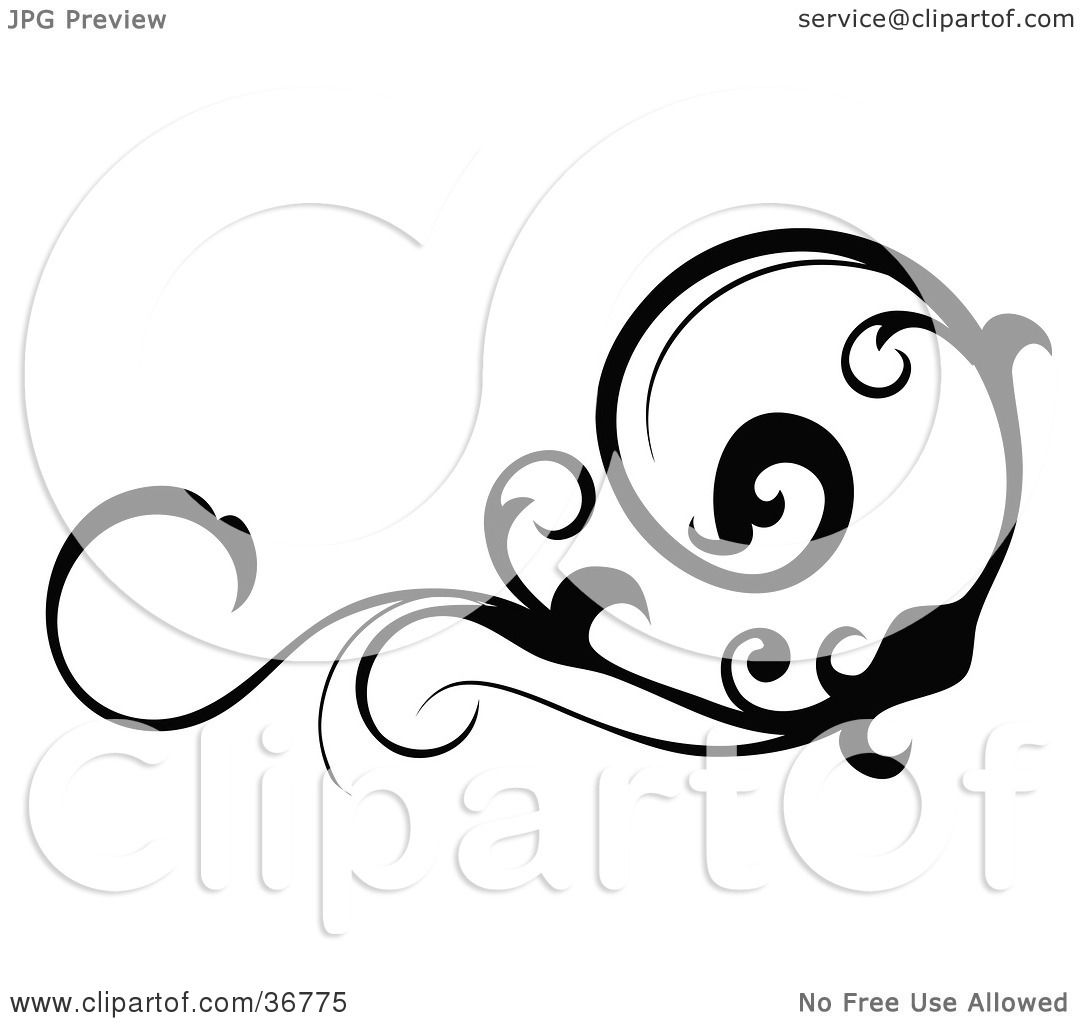 1080x1024 Clipart Illustration Of A Black Silhouetted Horizontal Scroll