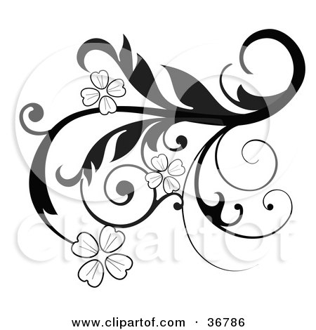 450x470 Clipart Illustration Of An Elegant Black And White Scroll Design