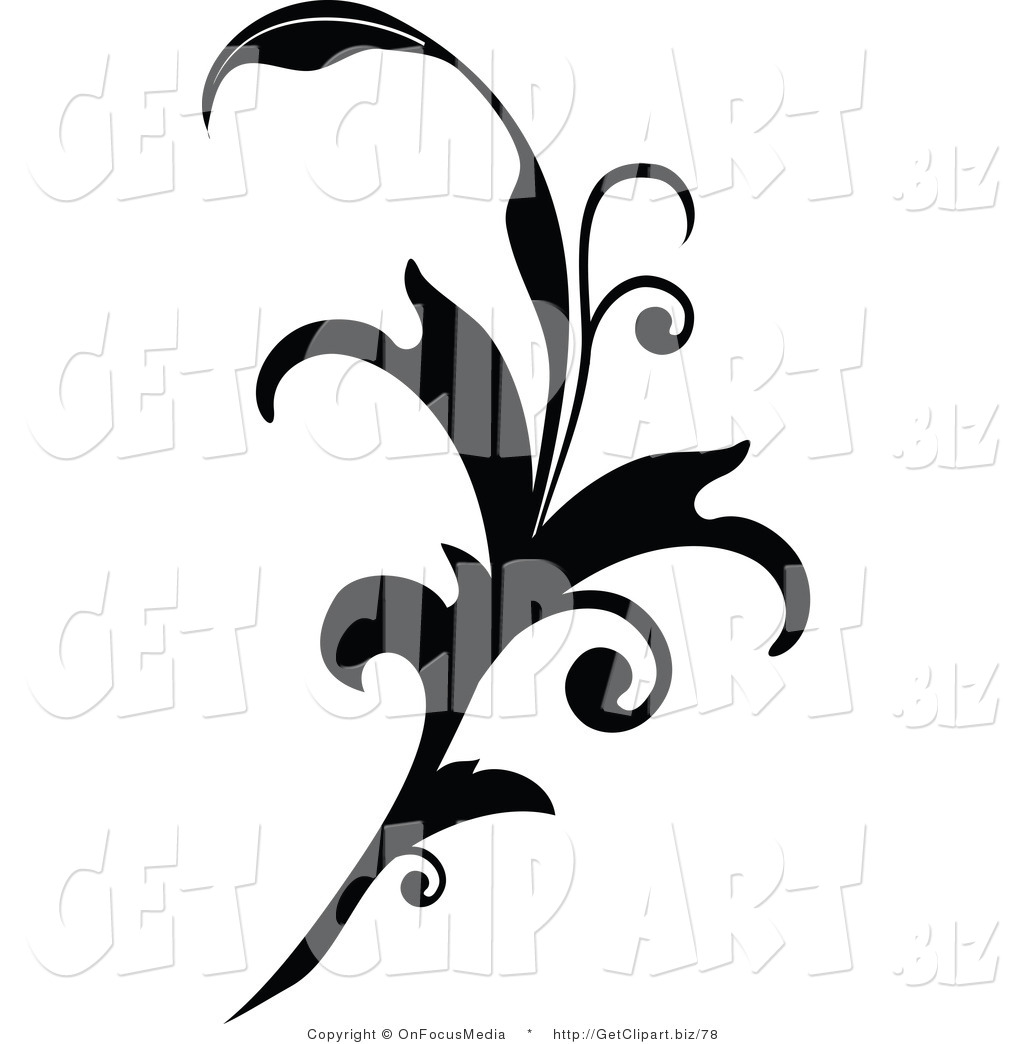 1024x1044 Clip Art Of A Black Silhouetted Elegant Leafy Scroll Design