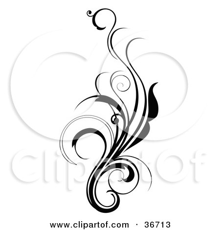 450x470 Clipart Illustration Of An Elegant And Curly Black And White