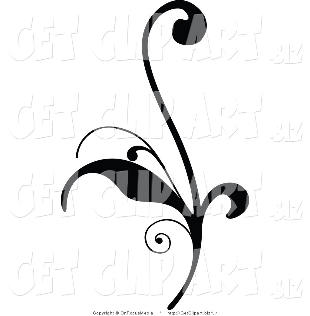 1024x1044 Clip Art Of A Delicate Black Silhouetted Elegant Leafy Scroll