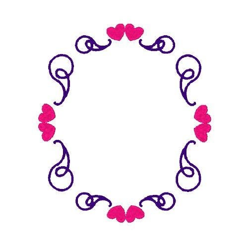 500x500 Heart Scroll Frame Machine Embroidery Design Frame Embroidery
