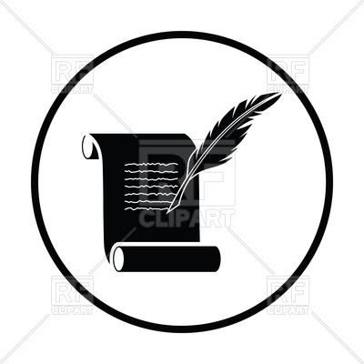400x400 Feather And Scroll Icon Royalty Free Vector Clip Art Image